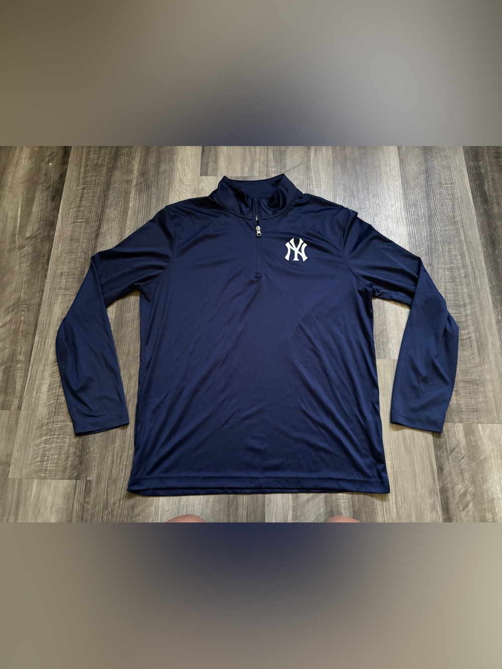 Fanatics New York Yankees MLB Navy 1/4 Zip Long Sleeve Shirt Mens Size L